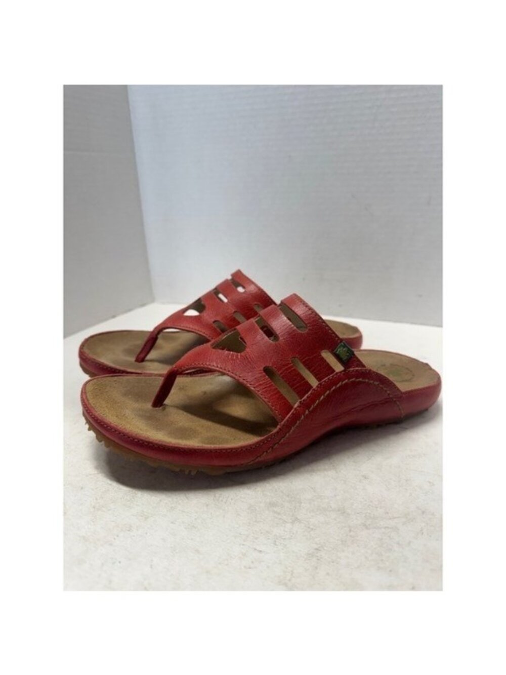 El Naturalista Red Leather Thong Caged Sandals Made in Spain EU 40 US 9-9.5